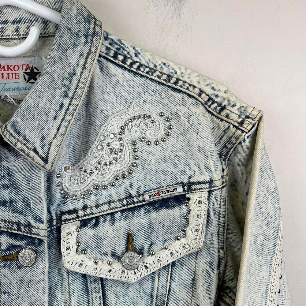 Vintage 80s Dakota Blue Acid Wash Denim Jacket Size S - Picture 6 of 7